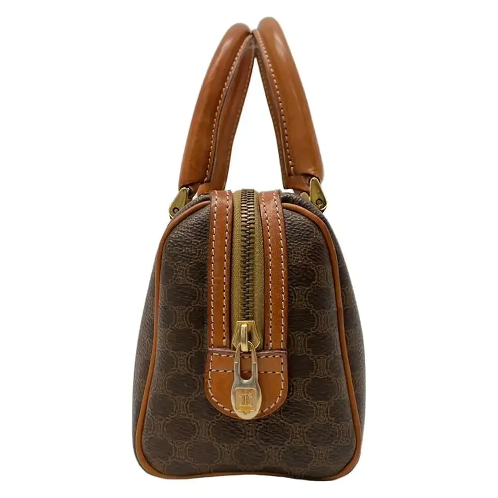 Celine Macadam Handbag Dark Brown PVC Leather